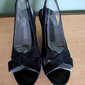 UGG Black Suede Wedge Heel Shoes
